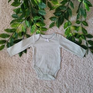 Baby Girl Sage Green Long Sleeve Onesie (0-3 Months)